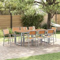 sillas de jardin apilables  8 pcs acero gris y madera solida de acacia v7564 unico  gris