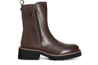 botin mujer de piel con doble cremallera tobacco