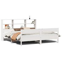 cama matrimonial  cama para adulto  cama con estanteria sin colchon madera maciza blanca 180x200 cm