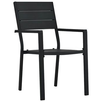 Pack 4 Uds Sillas De Jardín | Silla De Exterior | Sillón Hdpe Aspecto De Madera Negro