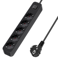 aigostar regleta enchufes de 5 enchufes alargador enchufe 5 metros con interruptor negro