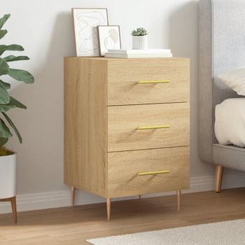Mesita De Noche | Mesa Auxiliar | Mesilla Madera De Ingeniería Roble Sonoma 40x40x66 Cm Cfw69365