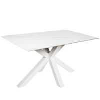 mesa comedor porcelanica 160 cm patas blancas tapa blanca