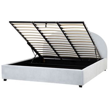 Cama Con Almacenaje Minimalista De Chenilla 180 X 200 Cm Azul Claro Vaucluse