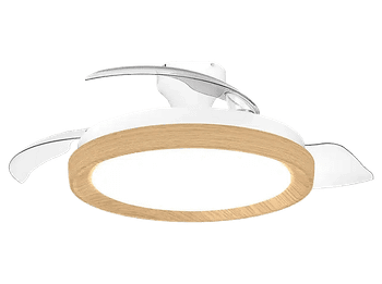 Ventilador de techo con luz - Philips Bliss (2026), 28W, 6 Velocidades, Aspas retráctiles, 106cm, 4500 lúm regulables, Mando a distancia,Blanco/Madera