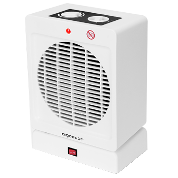 Aigostar Cavalier - Mini Calefactor de aire con termostato regulable, 1000/2000W, 2 niveles de calor o ventilador a temperatura ambiente, oscilación 90º. Estancias hasta 20m². Rápido calentamiento