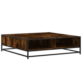 Mesa De Centro De Madera De Ingeniería Y Metal Roble Ahumado