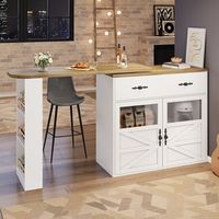 mesa bar extensible de 138 a 204 cm blanca giratoria 360