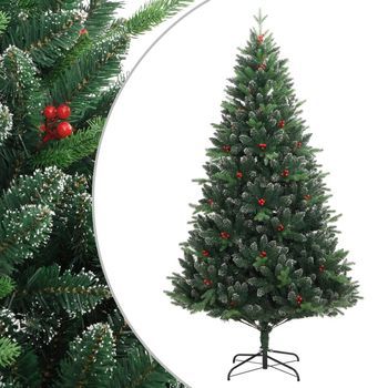 Árbol De Navidad Artificial Con Bisagras Y Frutos Rojos 210 Cm Vidaxl