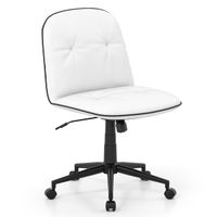 costway silla de oficina sin brazos giratoria con altura ajustable funcion mecedora y ruedas ideal para espacios pequenos blanco