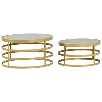 Mesa De Centro  55 X 30 Cm  Mármol Y Acero - Blanco