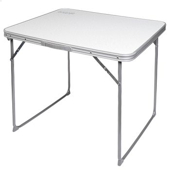 Mesa Plegable Camping Aktive Estructura de Acero y Tablero MDF, 80x60x70 Cm, Blanco