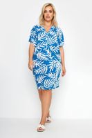 yours vestido tunica corto azul de hojas mujer curvy y tallas grandes yours
