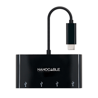 adaptador nano cable usb-c a 4xusb30 010m usb-cm-usb30h negro