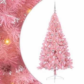 Árbol De Navidad Artificial Preiluminado Rosa 180 Cm Pvc