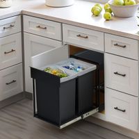 papelera de cocina extraible 2x20 l de acero negro