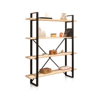 Estantería alta de 4 baldas 180 cm madera roble salvaje - negro