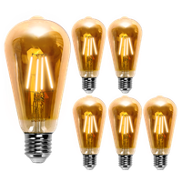 aigostar st64  bombilla edison estilo vintage bombilla led e27 casquillo gordo 4w equivalente a 38w bombilla de filamento led blanco calido 2200k angulo de haz 280 no regulable pack 5 uds