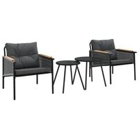 juego de muebles de jardin con cojines 4 piezas  conjunto de mesa y sillas acero negro