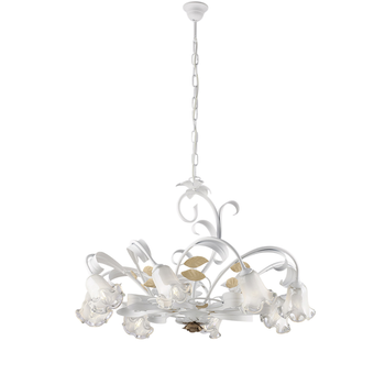 Lámpara De Araña De Hierro Lacado Blanco Shabby Chic, 8 Luces, 112 Cm, Ø85 Cm, Bl274-8-bco