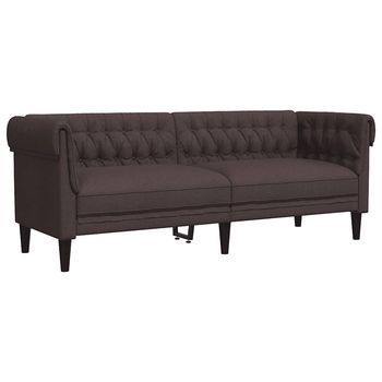 Sofá Chesterfield De 3 Plazas | Sofá De Descanso Tela Marrón Oscuro