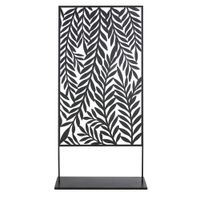pantalla exterior de acero con estampado de follaje negro
