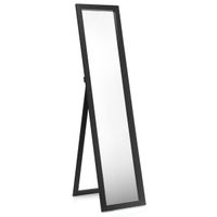 costway espejo de cuerpo entero montado a la pared con estructura de madera para dormitorio salon entrada negro 37 x 50 x 155 cm