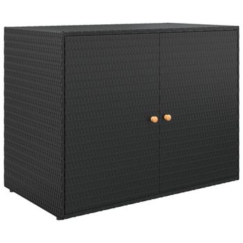 Armario de almacenaje de jardín ratán pe negro 100x55,5x80 cm