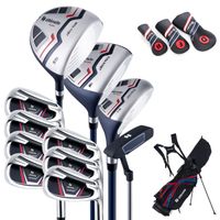 costway juego completo de palos de golf para hombres de 11 piezas bolsa de palos de metal con capucha para lluvia soporte para paraguas