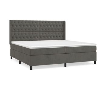 Cama box spring con colchón terciopelo gris oscuro 200x200 cm diseño de botones