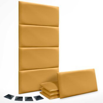 Dhome Juego De 8 Paneles Tapizados De Pana Premium Pack Autoadhesivos Para Pared Acústicos Absorbentes Protección Impactos (mostaza, 60x50cm, X8)
