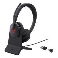 auriculares yealink bh74 inalambricos bluetooth con cancelacion activa de ruido microfono boom y base de carga negra