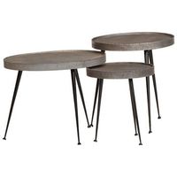 mesa de centro 3 uds madera contrachapada plateada vidaxl