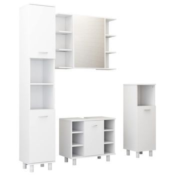 Juego De Muebles De Baño 4 Pzas Madera De Ingeniería Blanco Vidaxl