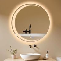espejo de bano con iluminacion moderno redondo ip44 espejo de pared regulable para bano zmh