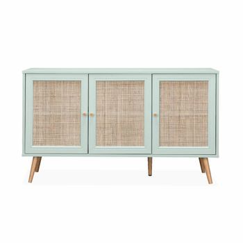 Aparador 3 Puertas De Caña, 120cm, Verde Celadón