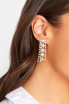 Pendientes Dorados De Borlas De Cristal Brillo