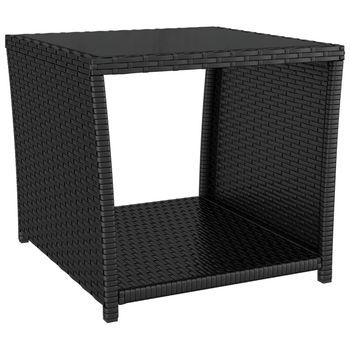 Mesa De Centro 45x45x40 Cm Ratán - Negro