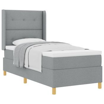 Cama Tipo Box Spring Con Cabecera Gris Claro 90 X 200 Cm Tela Vidaxl