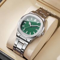 relojes de negocios de lujo para hombres reloj de cuarzo con correa de acero inoxidable y esfera cuadrada a la moda con calendario para reloj para hombres sin caja