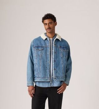 Levi's para hombre. A5784-0044 Chaqueta Relaxed Fit Sherpa Trucker azul (L), Casual, Algodón