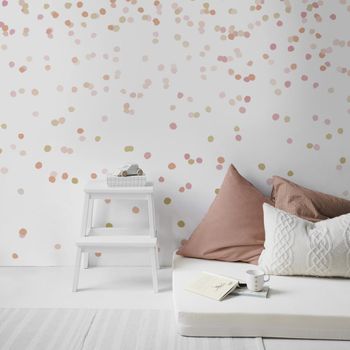 Fresco panorámico confeti rosa dorado 300x280cm