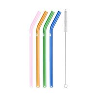 zwilling sorrento -set de 4 pajitas reutilizables curvadas en vidrio con cepillo limpiador