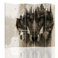 biombo wolf forest - separador de ambientes cm 180x180 5 paneles