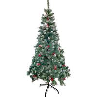 arbol de navidad artificial soporte de pie metalico facil montaje embalaje en caja verde nevado 210cm