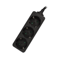 ewent regleta de 3 tomas shucko 16a color negro
