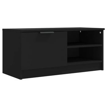 Mueble Tv | Mueble De Salón | Armario Tv Madera Contrachapada Negro 80x35x36,5 Cm