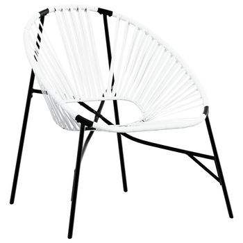Silla De Jardín Con Forma Huevo Ratán Sintético Blanco Y Negro Cfw891763