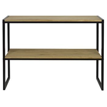 Consola Icub Con Bandeja 140x32x75cm Negra En Madera Maciza De Pino Acabado Vintage Estilo Industrial Box Furniture