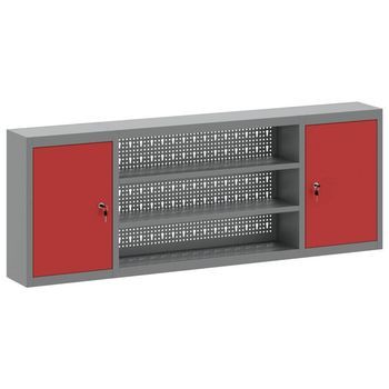 Armario De Herramientas Rojo Y Gris 150 X 20 X 55 Cm Vidaxl